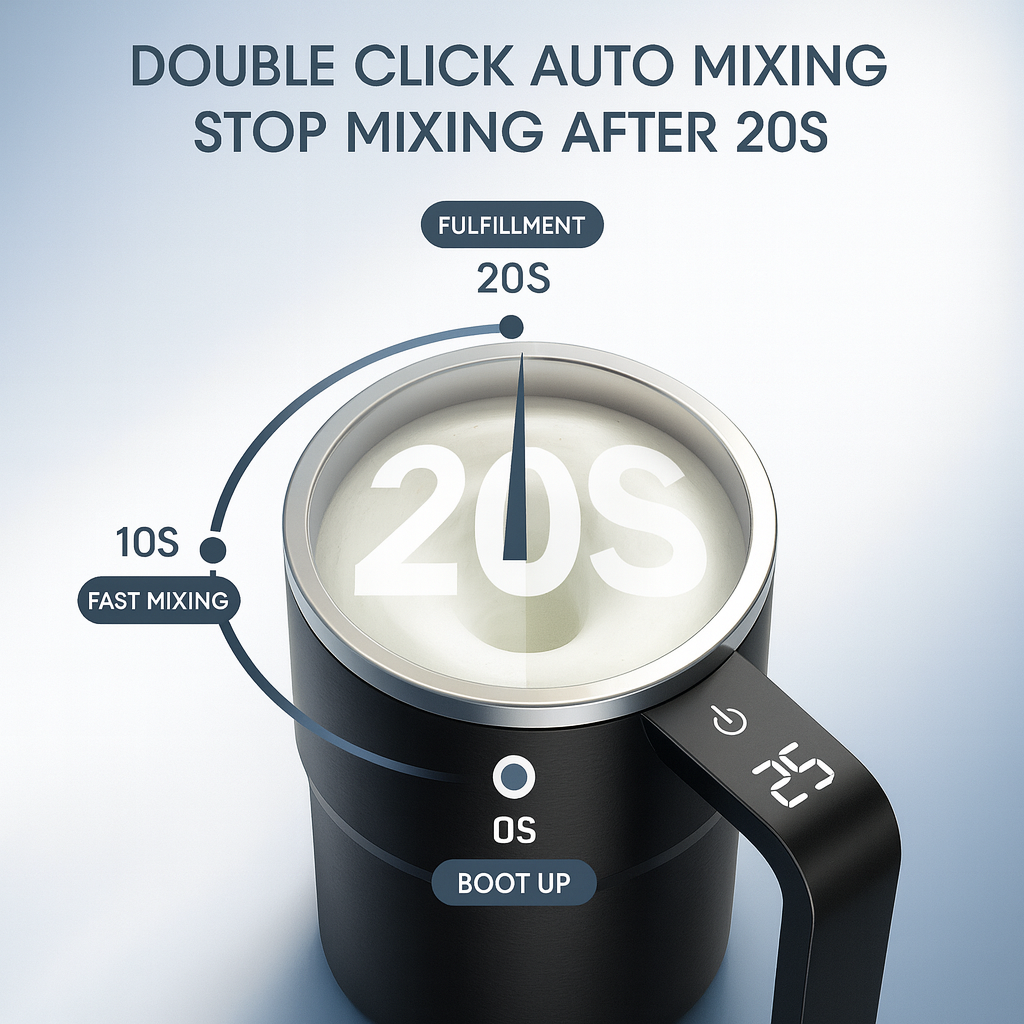 USB Self-Mixing Coffee Mug – 380ml, Waterproof"