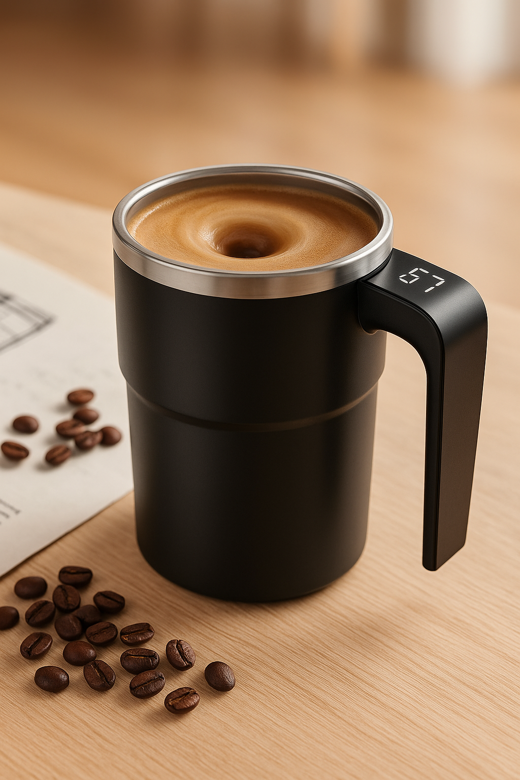 USB Self-Mixing Coffee Mug – 380ml, Waterproof"